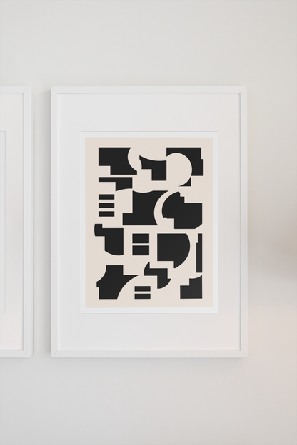 Modern Abstract Circles and Squares Wall Art Print