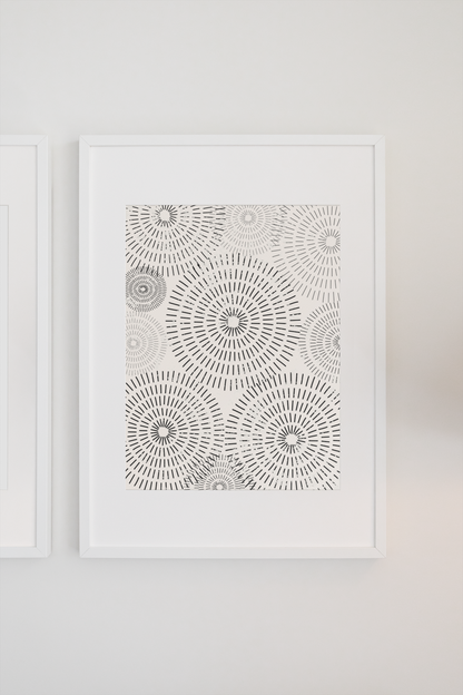 Modern Abstract Circles Dots and Lines Wall Art Print