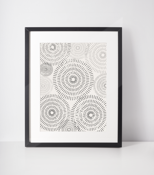 Modern Abstract Circles Dots and Lines Wall Art Print