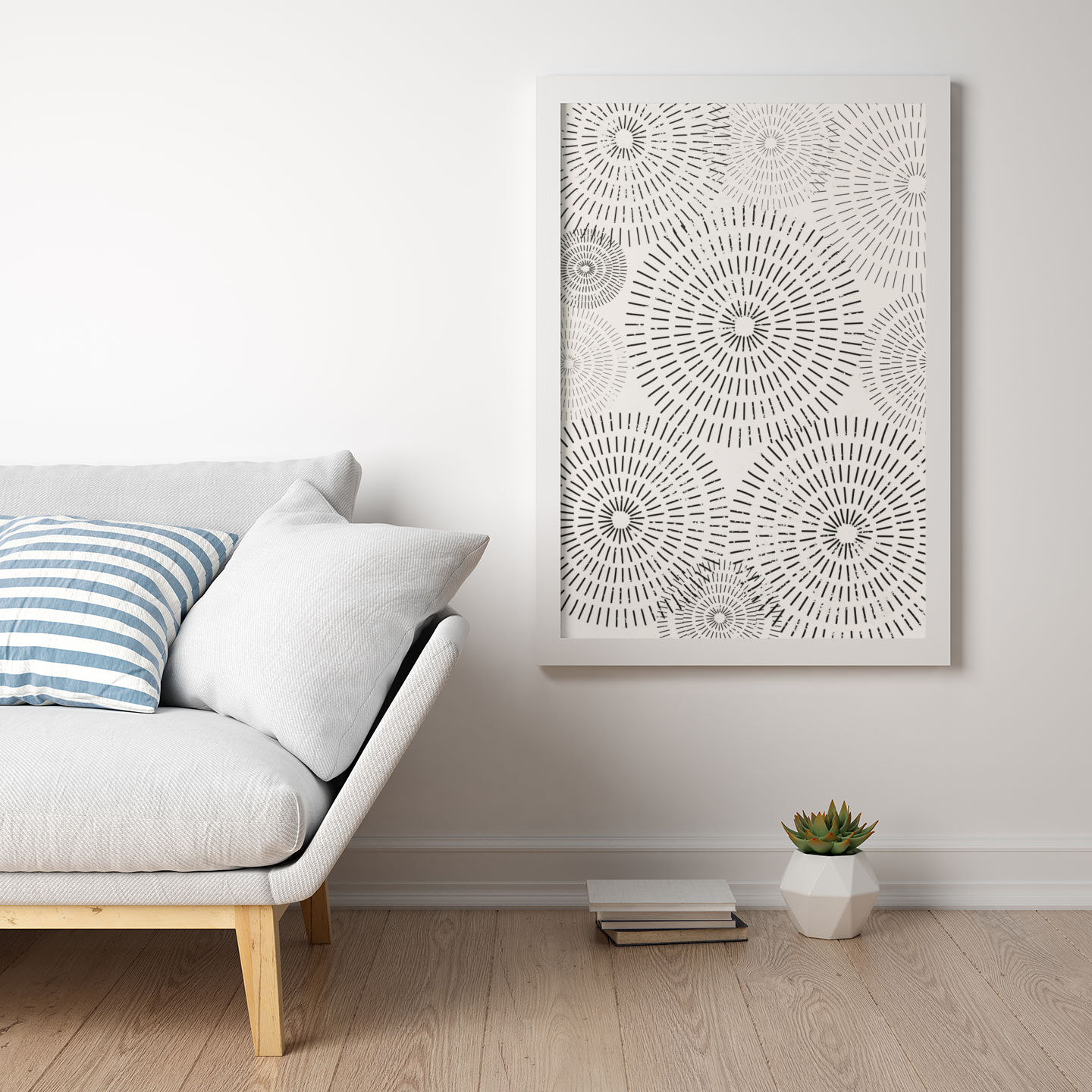 Modern Abstract Circles Dots and Lines Wall Art Print