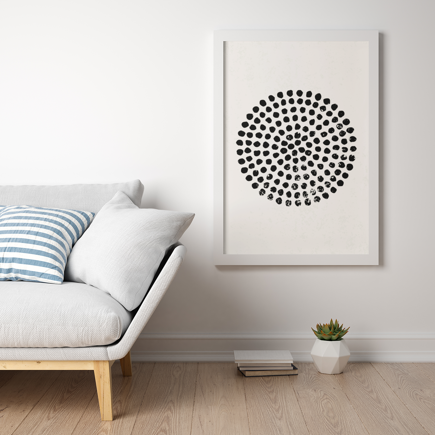 Modern Abstract Geometric Dotted Circle Wall Art Print