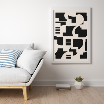 Modern Abstract Circles and Squares Wall Art Print
