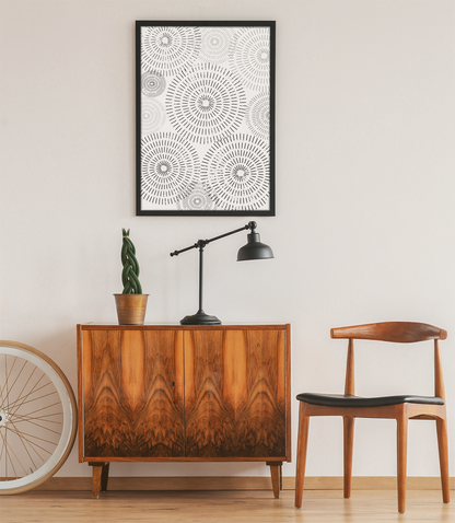 Modern Abstract Circles Dots and Lines Wall Art Print