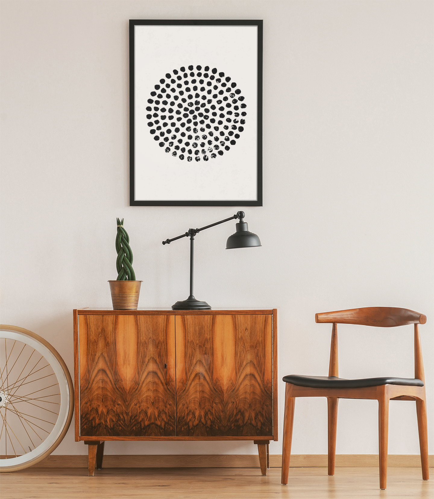 Modern Abstract Geometric Dotted Circle Wall Art Print