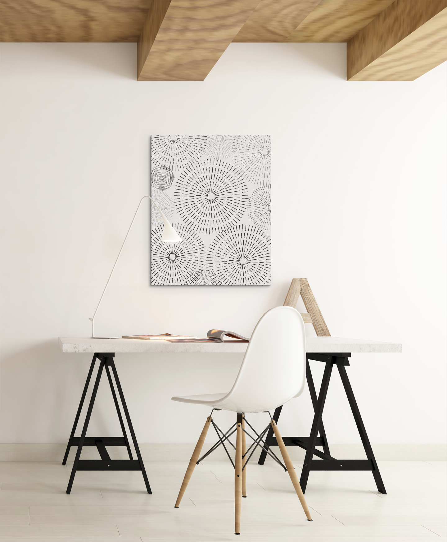 Modern Abstract Circles Dots and Lines Wall Art Print